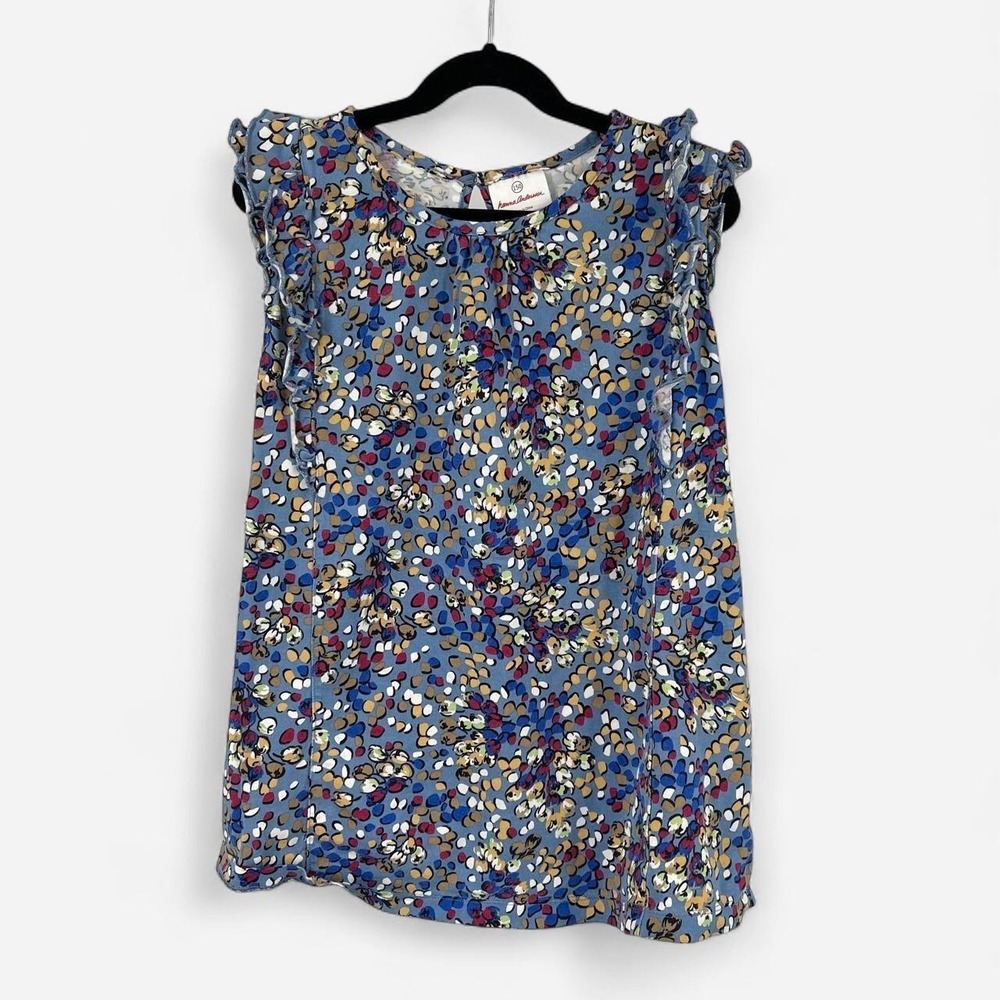Hanna Andersson Girl's Floral Top Sleeveless 12 Ruffles Artsy Cotton Kids Casual